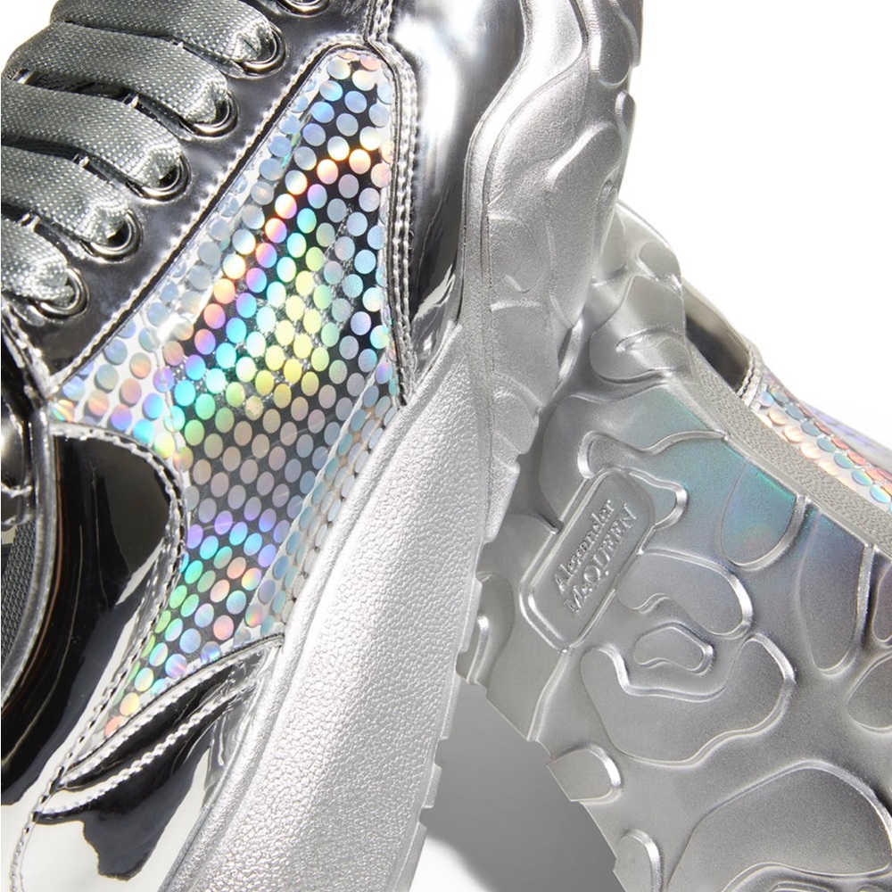 Authentic Alexander Mcqueen Silver Holographic Sn… - image 4